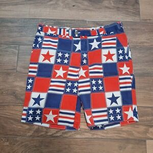 Loudmouth Short Mens 36 Red American Flag Stars Golf Patriotic Cotton Stretch